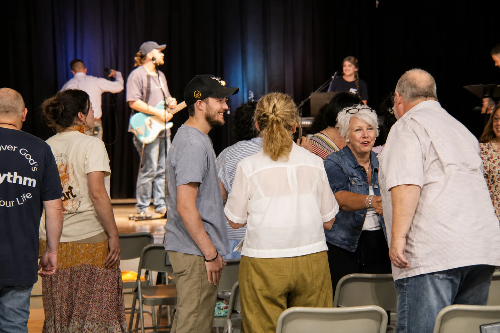 People greeting one another at Rhythm Church